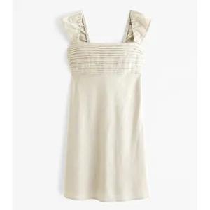 Abercrombie Linen Emerson Mini Dress Medium Tall Beige Preppy Coastal Resort thumbnail 2
