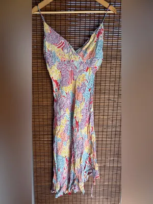 Vintage Floral Boho Handkerchief Hem Midi Dress Medium thumbnail 2