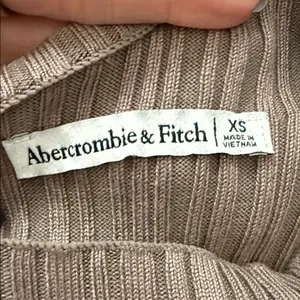 Abercrombie & Fitch Taupe Ribbed Mock Neck Preppy Bodycon Sleeveless Tank Top thumbnail 3