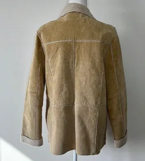 Vintage Suede Leather Jacket Tan Size M thumbnail 4
