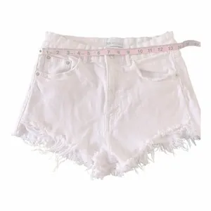 Zara White Distressed Denim Shorts Women's Size 8 thumbnail 6
