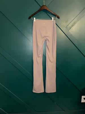 High-Waist Flared Leggings in Light Taupe Front Slit Flare Tights thumbnail 2