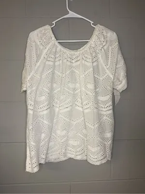 NWT Sundance White Tie Sleeve Eyelet Blouse Women’s Size Small 100% Cotton thumbnail 3