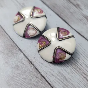 Vintage Stud Earrings For Pierced Ears Retro Circular Extra Large thumbnail 2