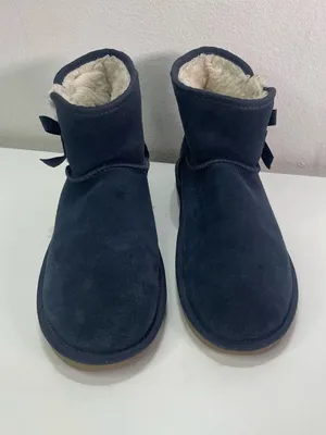 Koolaburra By UGG Mini Boots Women's 11 Blue Suede Shearling Booties Bows thumbnail 2