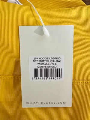 NWT WILO The Label Butter Yellow Ribbed High Rise Leggings L thumbnail 6