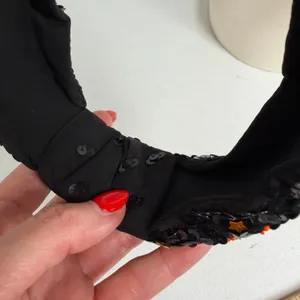Headband Knotted Sequin Gameday Beaded Orange Black Sports Fan Gear Spirit Week thumbnail 7