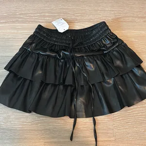 Ruffle leather skirt Black Size M thumbnail 3
