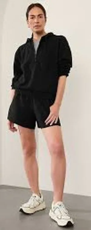 Athleta Retroterry 1/2 Zip Hoodie Womens Size Medium Black NWT thumbnail 1