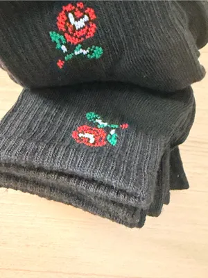 Ed Hardy Black Crew Socks with Rose Embroidery -10 Pack thumbnail 4