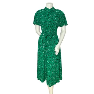 Hush Ren Shirt Dress Leopard Heart Print Women Sz‎ 6 Green Short Sleeve Colorful thumbnail 5