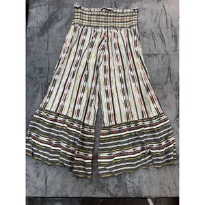 Maeve Anthropologie Wide Leg Pants Womens Multicolor Smocked Ikat Print Medium thumbnail 6