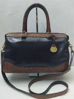 Brahmin Black and Brown Leather Crossbody Satchel-Crossbody thumbnail 1