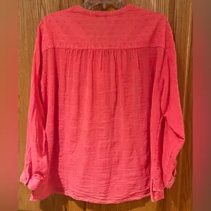 Anthropologie Pilcro Mila Draped Button Down‎ Top Shirt in Coral Size Medium thumbnail 10