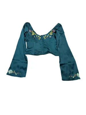 ✨🌲 Free‎ People Autumn Bloom Midi Skirt Set XS Embroidered Forest Green 🌲✨ thumbnail 7
