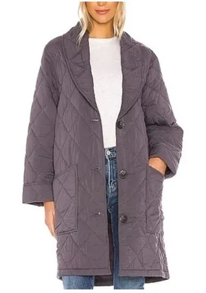 Free People‎ Women's XS Oversized Gray Quilted Happy Day Dreamer Jacket thumbnail 1