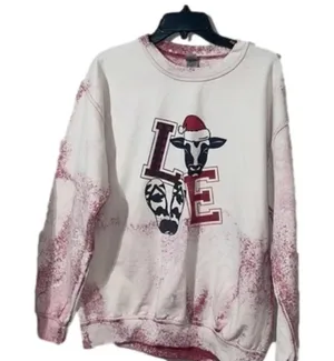 Gildan Heavy Blend Love Tie-Dye Sweatshirt Cow Christmas Holiday Sweatshirt thumbnail 1