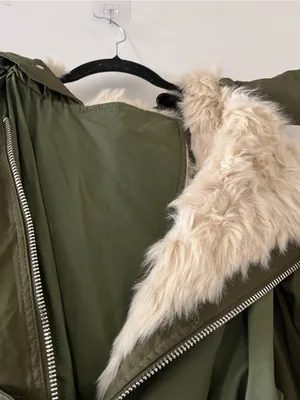 Zara Olive Green Faux Fur Hooded Parka Jacket XS Utility Military Winter Outdoor thumbnail 4