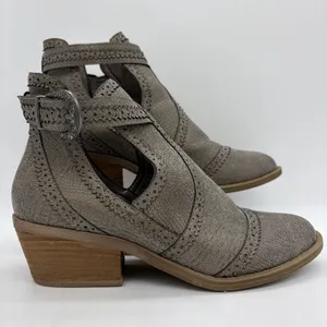 Very G Womens 8 Boots Western Cutout Ankle Pewter Gray Buckle Country Festival thumbnail 2