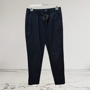 Gap Pinstripe Trousers Womens 0R Navy Blue‎ Excellent Drawstring Elastic Waist thumbnail 2