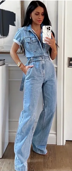 Abercrombie Relaxed 90s Denim Jumpsuit thumbnail 1