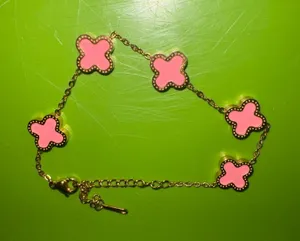 Pink Clover Link Necklace thumbnail 1