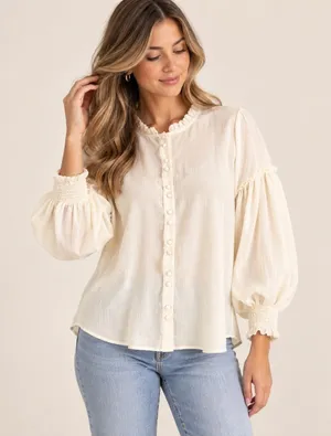 Show Me Your Mumu Outlaw Blouse Ivory Georgie Top Romantic Boho Large thumbnail 1
