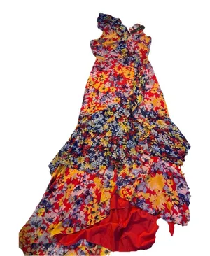 Lulu's Vibrant Asymmetrical Floral Dress S thumbnail 1