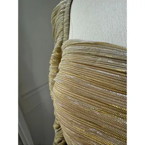 Miss Circle Sorrel Gold Ruched Chiffon Long Maxi Dress Formal Gown $250 M thumbnail 5