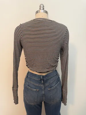 Aerie offline Striped Long Sleeve Crop Top thumbnail 3