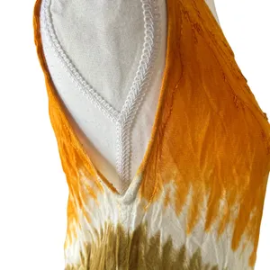 Boho Tie Dye‎ Handkerchief Hem Maxi Dress Sleeveless Orange Purple Turquoise L thumbnail 3