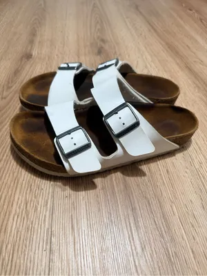 Birkenstock Arizona White Birko-Flor Sandals EU 39 Women's 8 Men's 6 Two Strap thumbnail 3