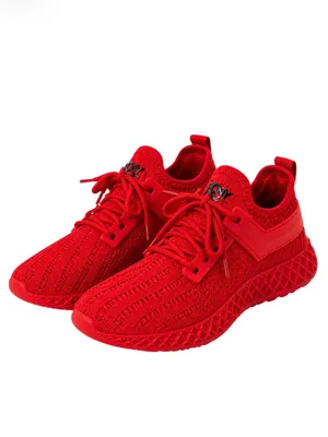PONY Tempo Red Knit Sock Sneakers Women’s Size 6 Like New thumbnail 2
