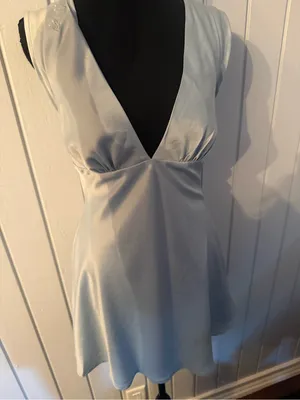 Peppermayo Light Blue Satin Open-Back Mini Dress thumbnail 4