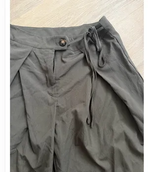 SHEIN Olive Gray Tie-Waist Wide-Leg Pants Size M / US 6 thumbnail 3