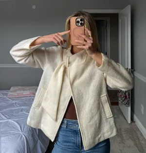 Vintage Cream Cape Coat White Size M thumbnail 1