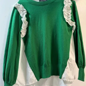 Strut & Bolt Green Sweater with Ruffle Accents thumbnail 1