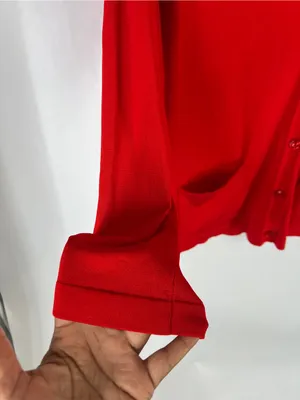Jones New York Collection Red Longline Cardigan Size S Button Front Pockets thumbnail 5