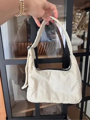 BAGGU Mini shoulder bag nylon ivory cream balck zipper adjustable thumbnail 8