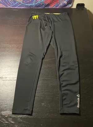 Reebok Black Leggings with Neon Yellow Logo Accent thumbnail 1
