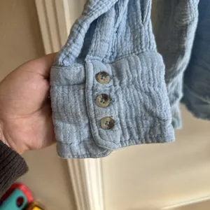 Free People We The Free Small Cardiff Top Button Oversized Blue Euc Spring READ thumbnail 3