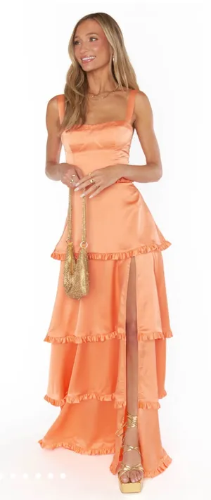 Show Me Your Mumu Lady Corset Dress Cantaloupe Luxe Satin thumbnail 1