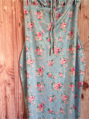 Shein PARTHEA Blue Floral Print Spaghetti Strap Mermaid Hem Ruched Maxi Dress L thumbnail 8