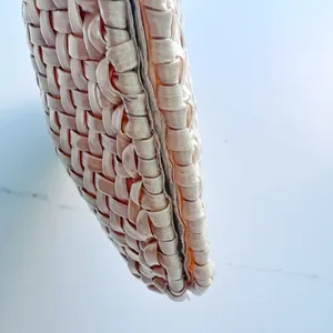Cream clutch with strap woven chain White thumbnail 8