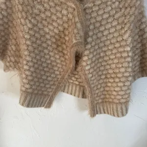 Anthropologie Moth Fuzzy Bobble Knit Cardigan Shawl Sweater‎ Capelet Beige S thumbnail 3