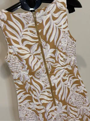 Lilly Pulitzer Tan Dress with White Tropical Floral Print NWOT thumbnail 5