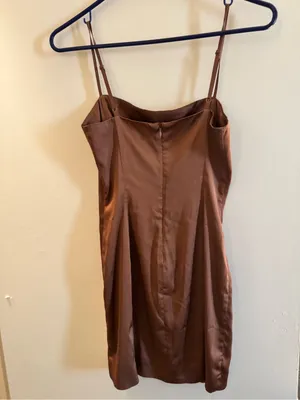 Sunday Best Satin Slip Dress in Brown Aritzia thumbnail 3
