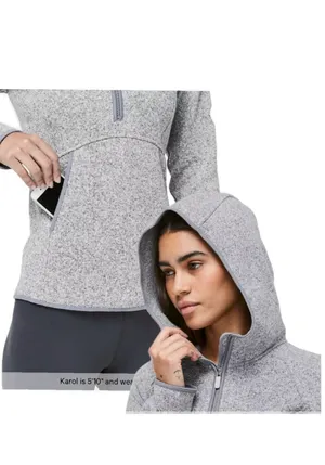 Lululemon Fleece & Thank You Pullover Heathered Gray 1/2 Zip thumbnail 3