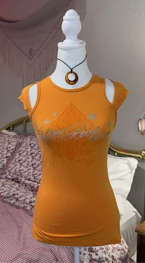 Y2K Apple Bottoms Sleeveless Orange Embellished Tank Top - Women thumbnail 1