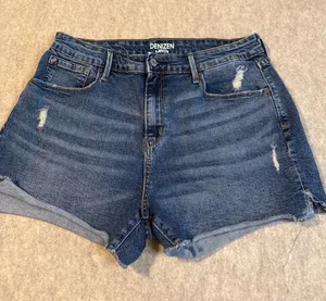 Denizen from Levis Womens High Rise Distressed Denim Shorts Medium Wash Blue thumbnail 1